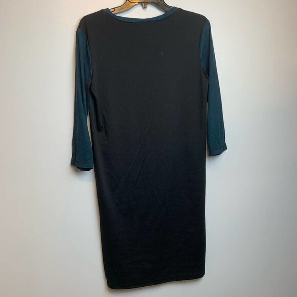 Fifth & Park mini Dress Bodycon Solid Green 3/4 Quarter Sleeve Round Neck size L - Picture 7 of 8